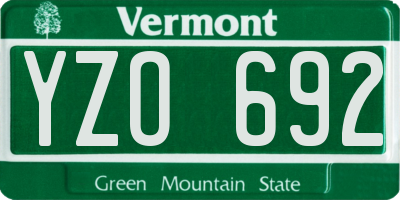 VT license plate YZO692