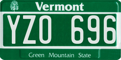 VT license plate YZO696