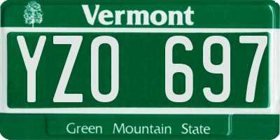 VT license plate YZO697