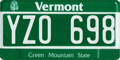 VT license plate YZO698