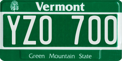 VT license plate YZO700