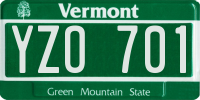 VT license plate YZO701