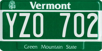 VT license plate YZO702