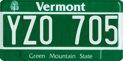 VT license plate YZO705