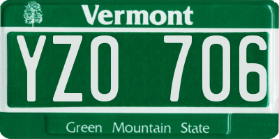VT license plate YZO706