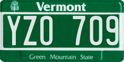 VT license plate YZO709