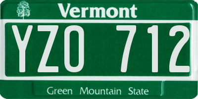 VT license plate YZO712