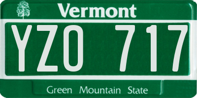 VT license plate YZO717