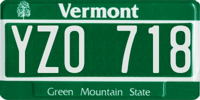 VT license plate YZO718
