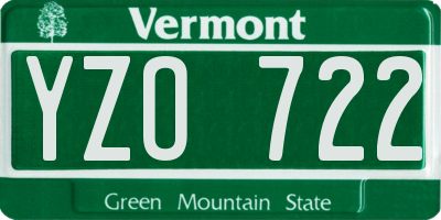 VT license plate YZO722