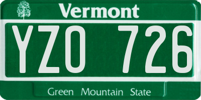 VT license plate YZO726