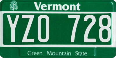 VT license plate YZO728