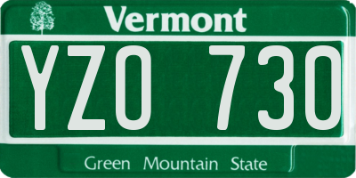 VT license plate YZO730