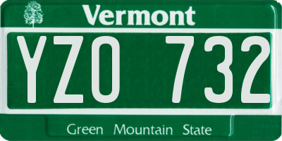 VT license plate YZO732