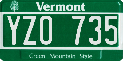 VT license plate YZO735