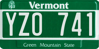 VT license plate YZO741