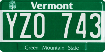 VT license plate YZO743