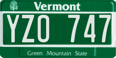 VT license plate YZO747