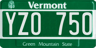 VT license plate YZO750