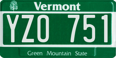 VT license plate YZO751