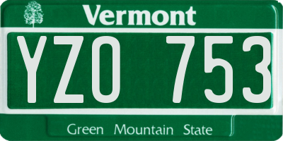 VT license plate YZO753