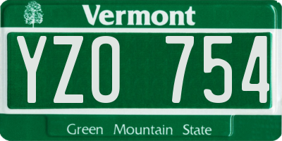 VT license plate YZO754