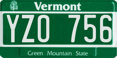 VT license plate YZO756