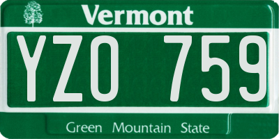 VT license plate YZO759