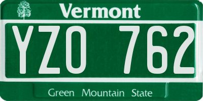 VT license plate YZO762