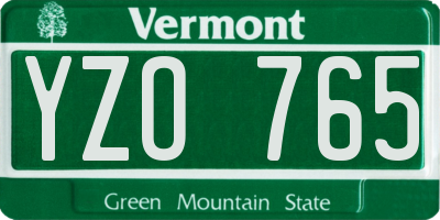 VT license plate YZO765
