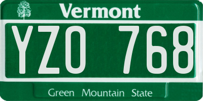 VT license plate YZO768