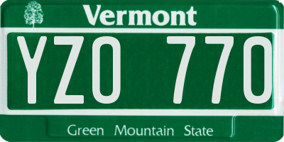 VT license plate YZO770