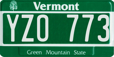 VT license plate YZO773