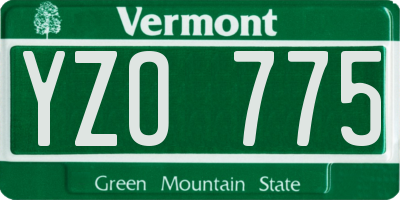 VT license plate YZO775