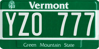 VT license plate YZO777