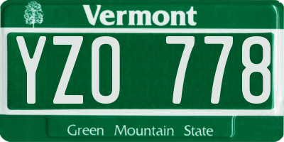 VT license plate YZO778