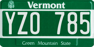 VT license plate YZO785