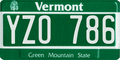 VT license plate YZO786