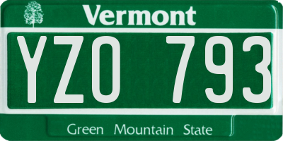 VT license plate YZO793