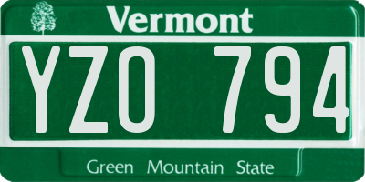 VT license plate YZO794
