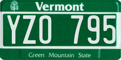 VT license plate YZO795