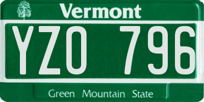 VT license plate YZO796