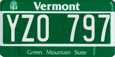 VT license plate YZO797