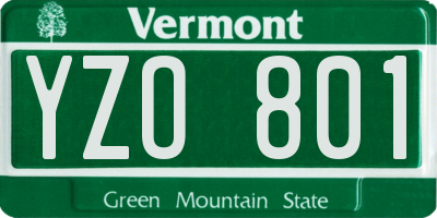 VT license plate YZO801