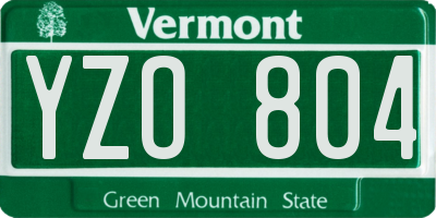VT license plate YZO804