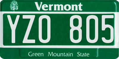 VT license plate YZO805