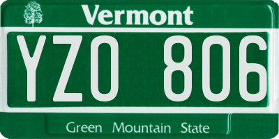 VT license plate YZO806