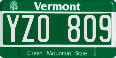 VT license plate YZO809