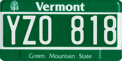 VT license plate YZO818