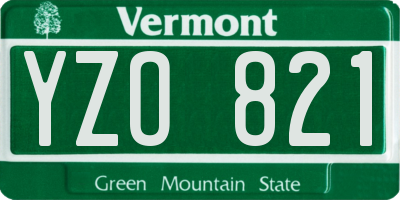 VT license plate YZO821